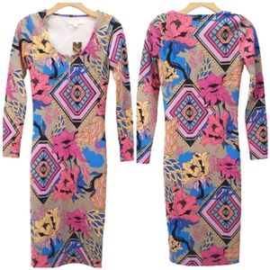 NICKI MINAJ Multicolor Floral Print Midi Dress